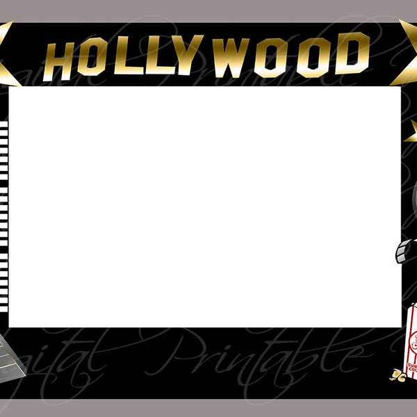 Selfie Photo Booth Frame Printable Photo Prop Movie Frame Theater Hollywood themed 36"x24" 48" x 36"