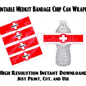 Medkit Wrappers, Health, Bandage, Printable,  Water Bottle, Labels, Gamer Birthday Party Decorations video game, video game party jpg n pdf