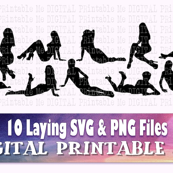 Sexy Woman svg, lady laying down, silhouette bundle, PNG clip art, 10 seductive women, sitting images, vector cut file, flirty pose, posing