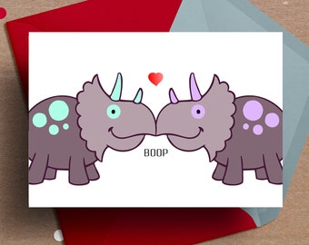 Printable Dinosaur Valentine's day Card, Anniversary Card, Dino Card for Him, tricaretops birthday card, for husband, card for kids