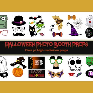 Props de cabina de fotos de Halloween, accesorios de cabina de fotos imprimibles. Halloween DIY, imprimible, descarga instantánea, juego de Halloween photobooth photobooth