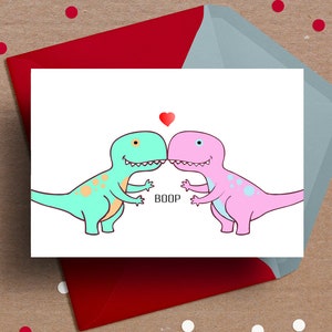 Tarjeta de San Valentín de dinosaurio imprimible, tarjeta de aniversario, amor imprimible, tarjeta Dino para él, tarjeta para marido, tarjeta para niños