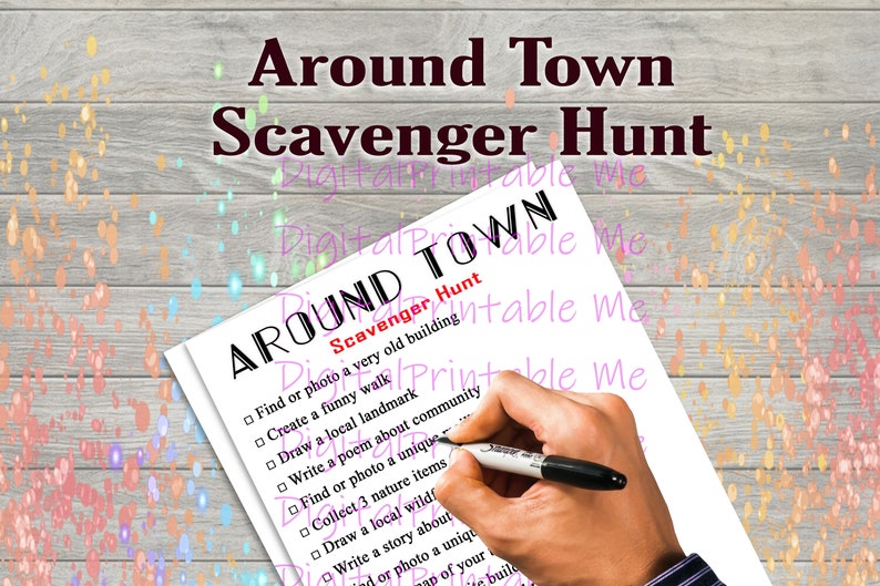 Around Town Scavenger Hunt Printable Kids Activity Travel Etsy