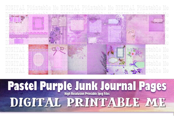 Pastel Purple Junk Journal Pages, Blank Scrapbook Supplies Kit Vintage  Grunge Lavender Antique Ephemera Printable Collage Craft Lined Pink 