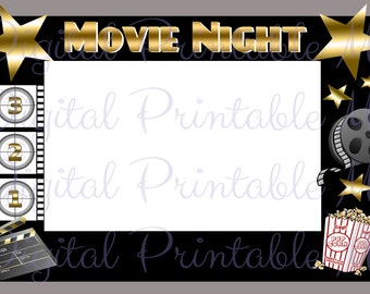 Film Nacht Photo Booth Rahmen Hintergrund Kulisse Prop Schwarz Gold Theater Abschlussball 36 "x 24" 48 "x 36" Printable Download Award Party pdf jpeg prop