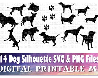 Dog SVG, Silhouette Bundle, PNG, 14 Images, Puppy, Doggo, Clip Art Pack, Instant Download, Digital, Printable vector, s