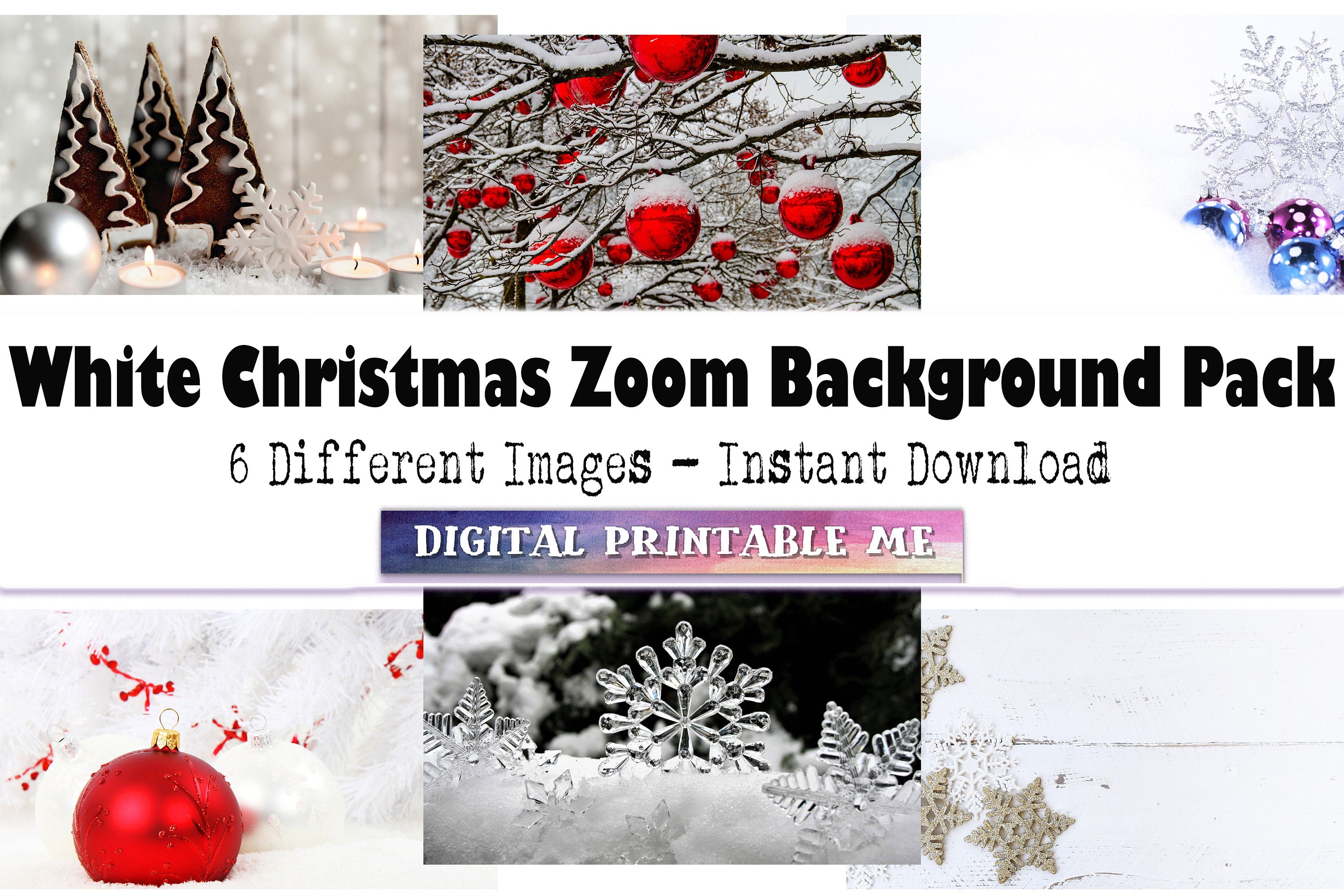 White Christmas Zoom Background 6 Digital Download Holiday - Etsy
