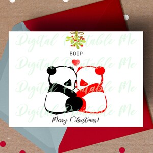 Cartão de Natal Panda, cartão de Natal imprimível, cartão de amor panda, cartão de visco, cartão de Natal para namorado, cartão de Natal para namorada