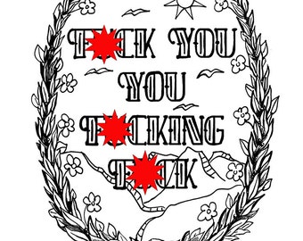 Curse Word Coloring Book Page, Printable, sweary, Download, Swear Word, Cuss Word, adult, Mature, colouring, words, swear coloring, sheet