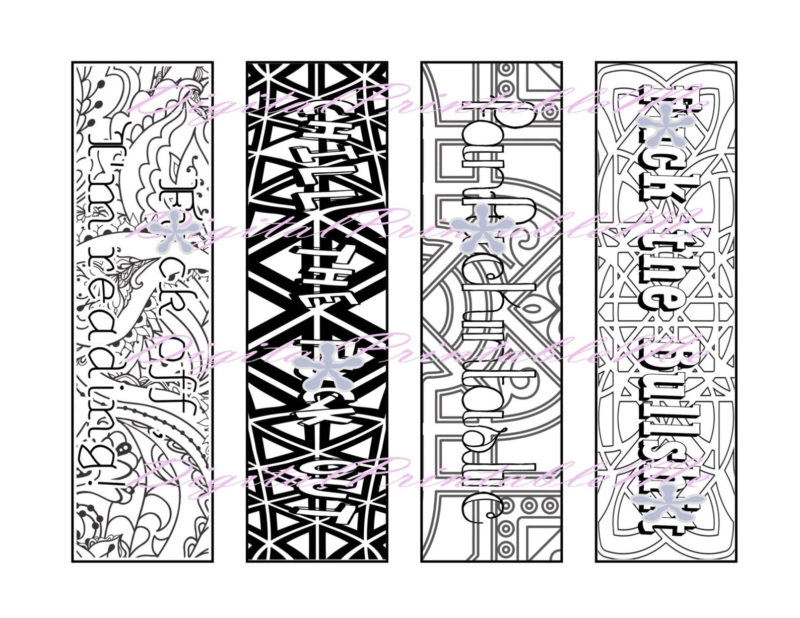 Printable Bookmark Digital Bookmark Adult Coloring Pages Book Etsy UK