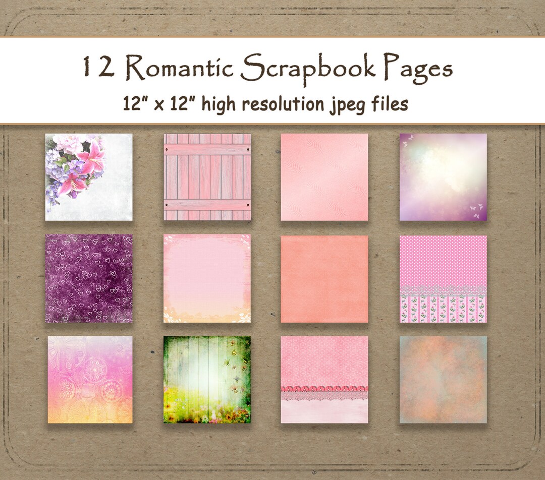 Romantic Digital Paper Layout Pattern Floral Scrapbook Flowers Pages 12 ...