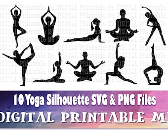 Yoga svg, faisceau de silhouette, PNG, clip art, 10 Numérique, , santé, fitness, pilates, exercice pour femmes, méditation