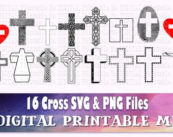 Kreuz Svg, Silhouette Bundle, 16, religiöse Symbol, PNG, ClipArt, Vektor, schneiden Herz Finger Druck Umriss keltische Kreuz Christian
