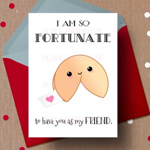 Druckbare Freund Valentinskarte, Freundschaftskarte, Glückskeks, chinesisches Essen, lustige Valentinstagskarte, Kind Valentinskarte, BFF Karte