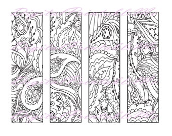 Printable Bookmark digital bookmark, adult coloring pages book mark unique gift coloring pages download book lover gift art therapy 5