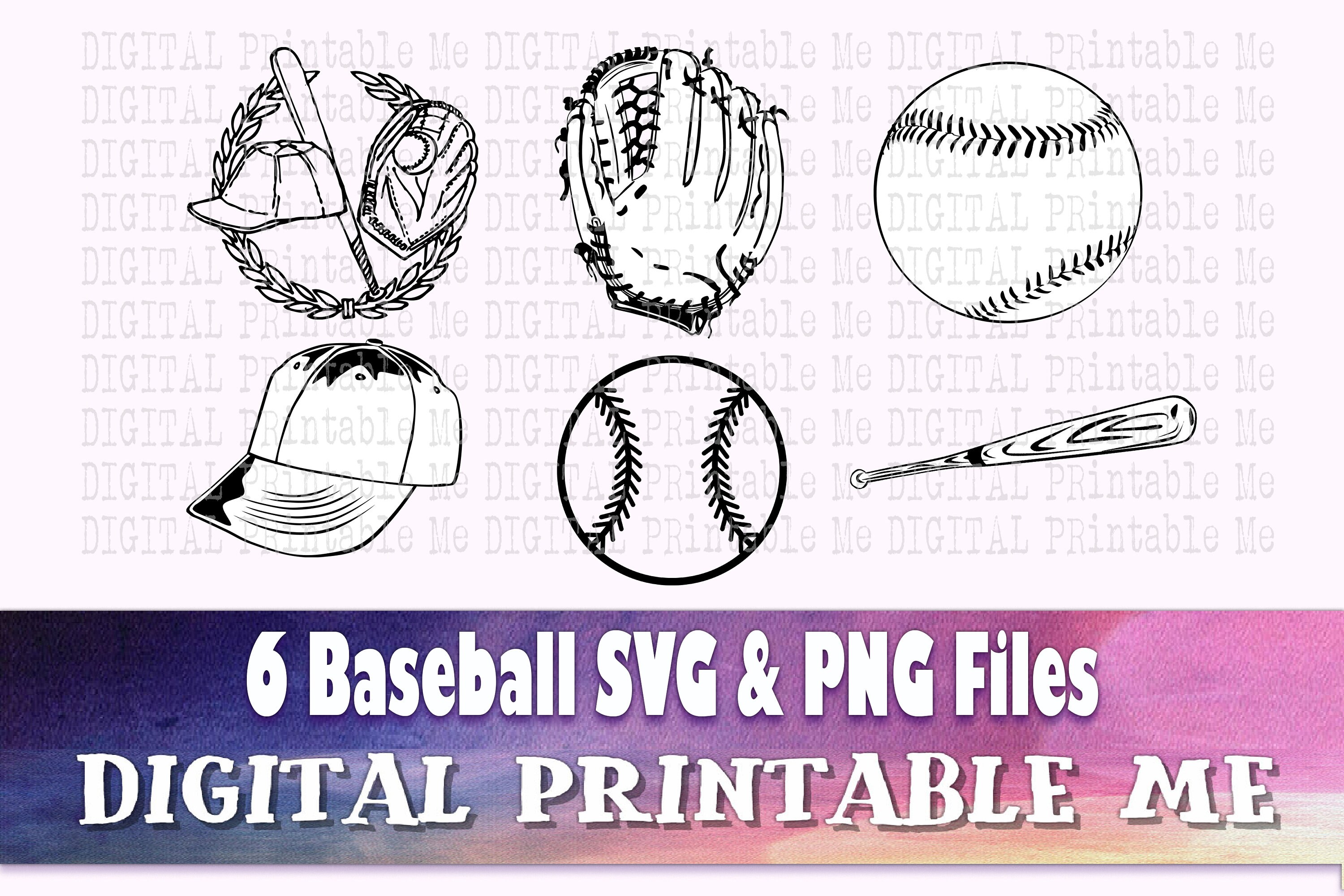 Baseball svg bundle silhouette outline PNG clip art 6 | Etsy