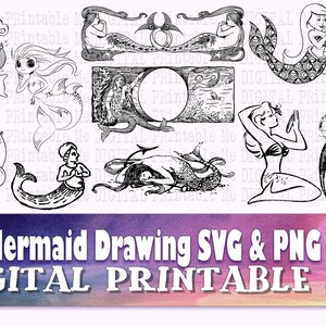 Meerjungfrau Svg, Silhouette Bundle, PNG, ClipArt, 11 digital, Fantasy, Frauen, Sirene, Illustration, Zeichnung, Grafik-Vektor