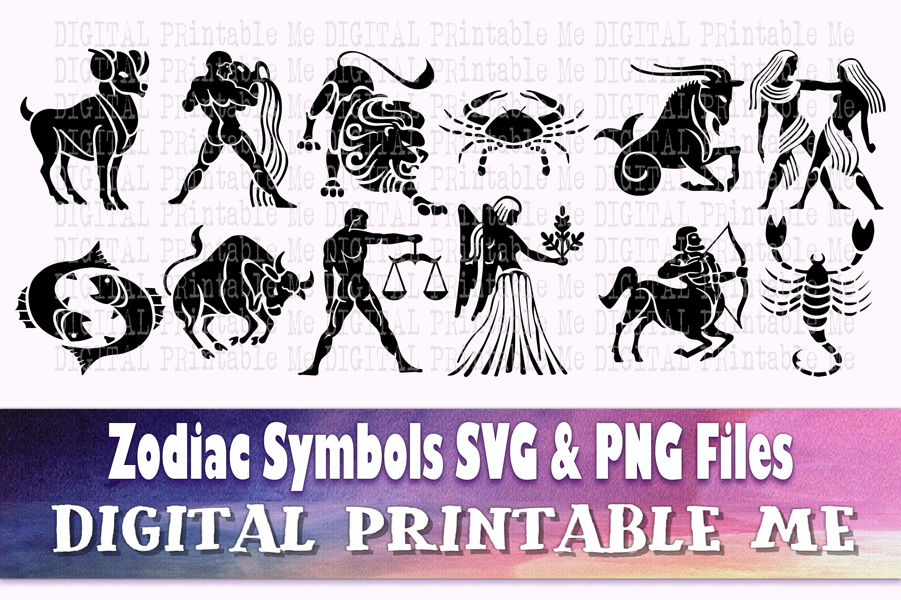 Zodiac Sign Svg Bundle Zodiac Sign Clipart Bundle Astrology Signs Svg ...