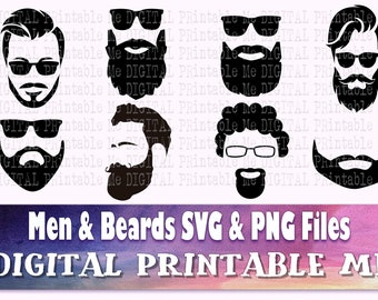 Bart svg, Mann Gesicht Silhouette Bundle, PNG, Clip Art, 8 Digital, Menschen. Schnurrbart, Goatee, Sonnenbrille, Portrait, Männer, Gesichtshaar
