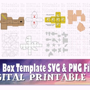 Modello di scatola, SVG PNG, 12 immagini, stampabile artigianale, scatola fai-da-da-faccia, cubo regalo di carta pieghevole, mattone regalo, scatola Halloween, contenitore di cibo da asporto