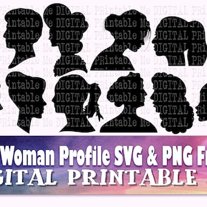 Perfil de mujer svg, 12 imágenes de cabeza femenina, dama, niña, paquete de silueta de vista lateral, PNG, imágenes prediseñadas, mujeres que dibujan vector de archivo de corte