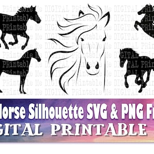Svg cheval, lot de silhouettes, PNG, clipart, 5 numériques, animal, vecteur, équin, poney, ferme, cour de grange