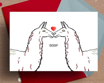 Druckbare Lama Karte, Valentinstagskarte, Lama Jubiläumskarte, druckbare Liebeskarte, Geburtstagskarte, Karte für Kinder, Lama Valentinstag, boop
