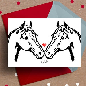 Carte de cheval imprimable, carte de Saint Valentin, carte d'anniversaire, carte d'anniversaire de cheval, carte pour les enfants, valentine équine, boop mignon