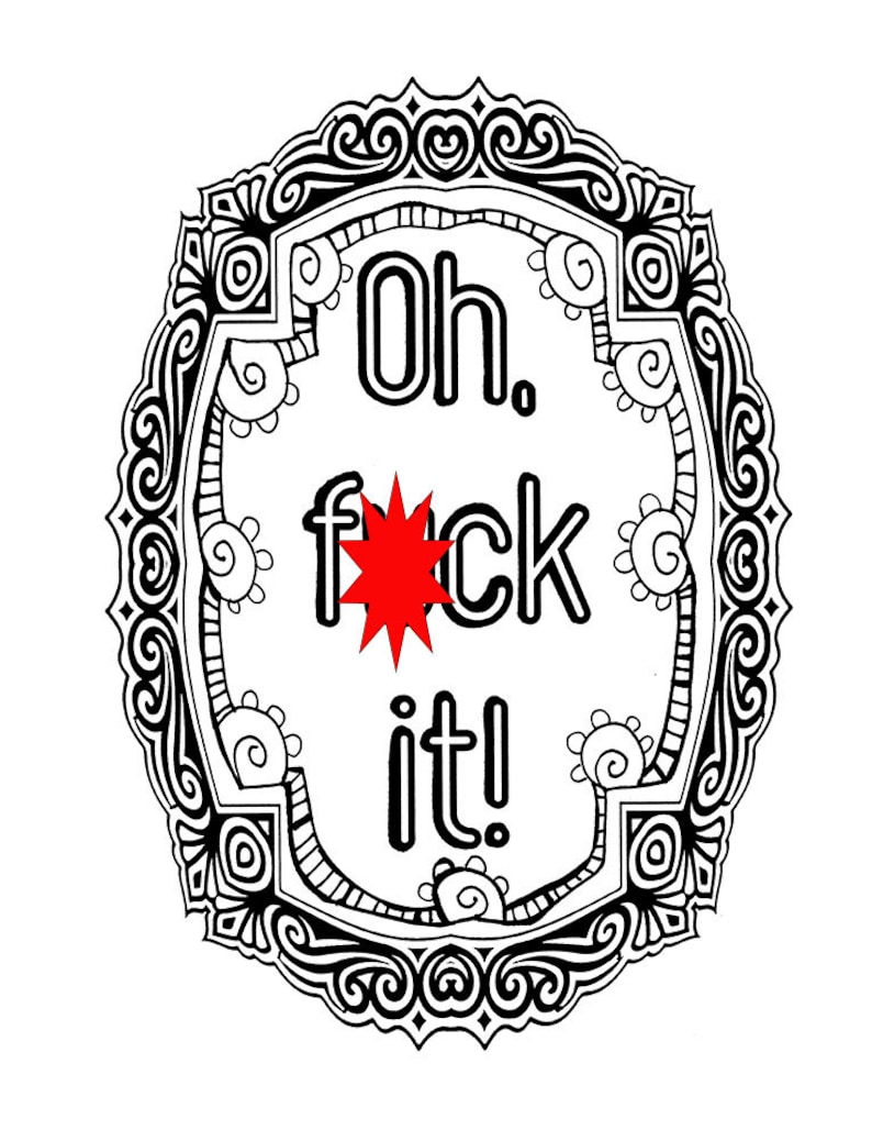 Download Swear Word Coloring Book Page Printable oh fck it | Etsy
