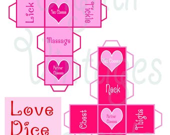 Printable Love Dice, Valentine's Day Game, Sex, Naughty, Adult, JPG JPEG PDF, sexy, Valentine, Valentines, activity, Date, romantic, fun