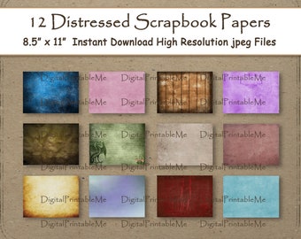 Distressed Digital Paper 11" x 8.5" Grungy scrapbook paper  12, shabby chic,  poster vintage background texture vintage junk journal