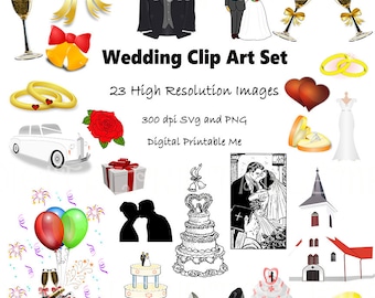 Wedding Elements Wedding Vector Bride Clip Art Graphic Image Pack 23 Svg files Icons Download Instant