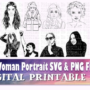 Mujer realista svg, line art lady, ilustraciones modernas, paquete png, paquete de imágenes prediseñadas, 8 imágenes, dibujo de mujeres, contorno, mujer detallada
