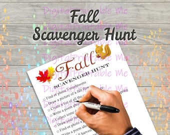 Fall Scavenger Hunt Printable, Kids Activity, outdoor Game, Download, Autumn, Walking, Nature, Activities Children, social media selfie