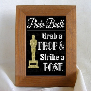 Photo Booth Sign photo sign prop decoration Black Gold Movie Award Theme 8&quot; x 10&quot; pdf jpeg Party Decor Printable Instant Download Wedding