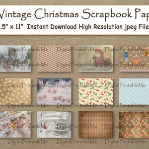 Rustic Christmas Digital Paper 12 x 12 Vintage Antique Retro shabby Texture scrapbook paper pages printable background instant download