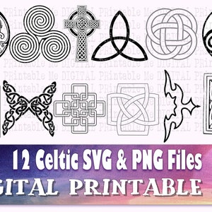 Celtic svg, silhouette bundle, 12, celtic knot cross symbol, flourish border, frame PNG, clip art, vector, cutting