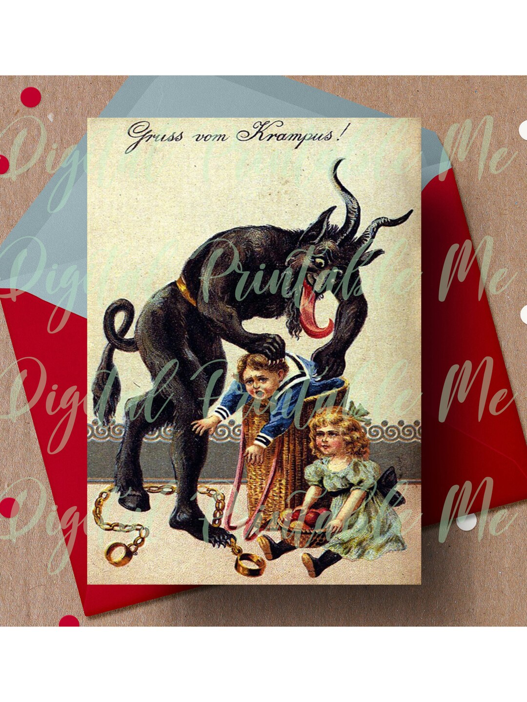 Merry Krampus Card Printable, Krampus Card, 5x7 Gruss Vom Krampus ...