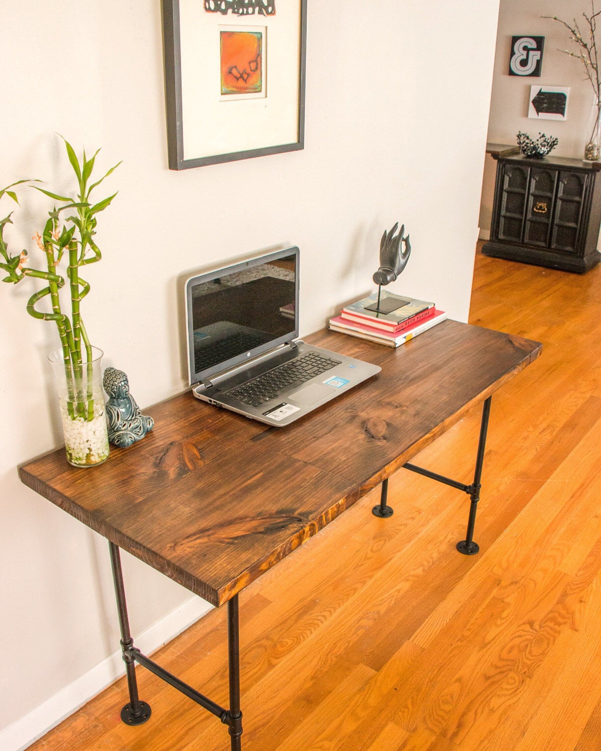 Reclaimed desk with pipe legs industrial desk wood desk Etsy