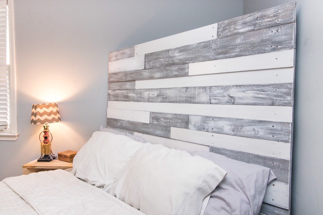 Pallet headboard white/grey pallet headboard wood Etsy