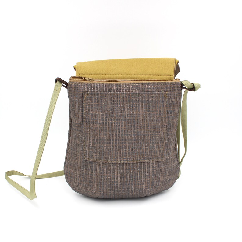 Zip light and practical. brown and green shoulder bag with flap Women/'s bag associated fabrics