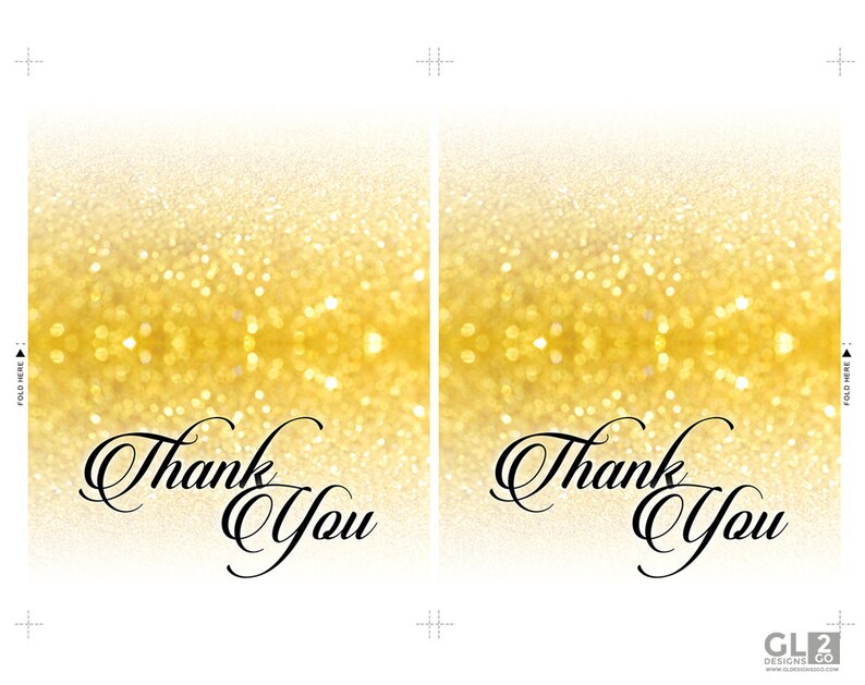 Gold Thank You Cards Printable
