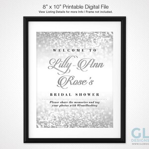 Silver Gift Table Sign. 8x10 Printable Glitter Sparkle Silver White Bridal Shower Gifts Sign, Wedding Gifts Sign, Cards & Gifts Table Sign image 9