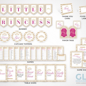 Princess Baby Shower Decorations. Girl Baby Shower / Birthday Party Pack. Royal Little Princess Decorations w/ Crown + Baby Shower Games
