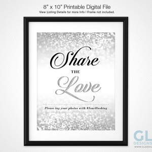 Silver Gift Table Sign. 8x10 Printable Glitter Sparkle Silver White Bridal Shower Gifts Sign, Wedding Gifts Sign, Cards & Gifts Table Sign image 8