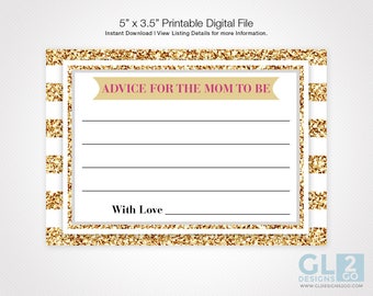 Advice for Mom to Be / Advice for Mommy for Girl Baby Shower. Printable Gold, White & Hot Pink Royal Princess Advice card. Instant Download