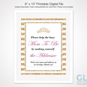 Princess Baby Shower Address an Envelope Sign. 8x10 Printable Girl Baby ...