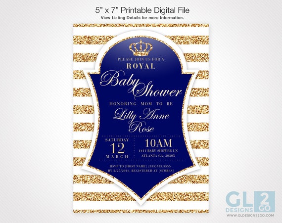 royal blue baby shower invitations