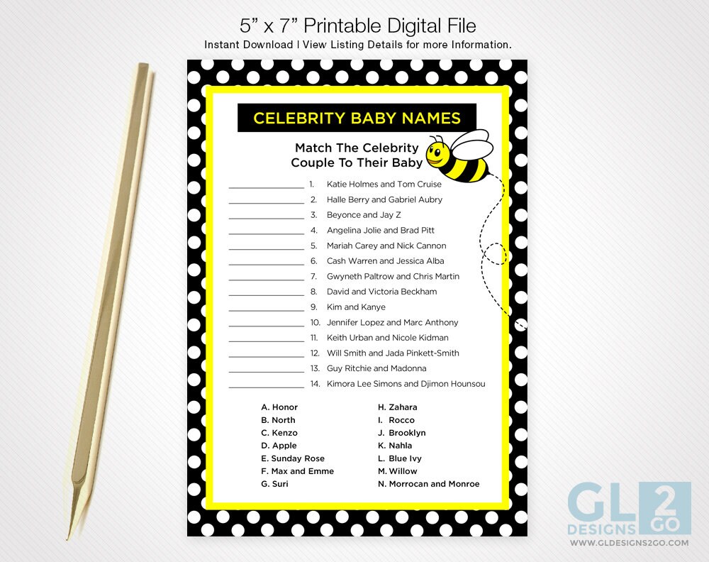 Baby Shower Gamebook. 5 Printable Reveal Party Games. What Will It Bee