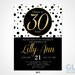 Black, White &amp; Gold 30th Birthday Invitation W/ Polka Dots. Cheers to ...